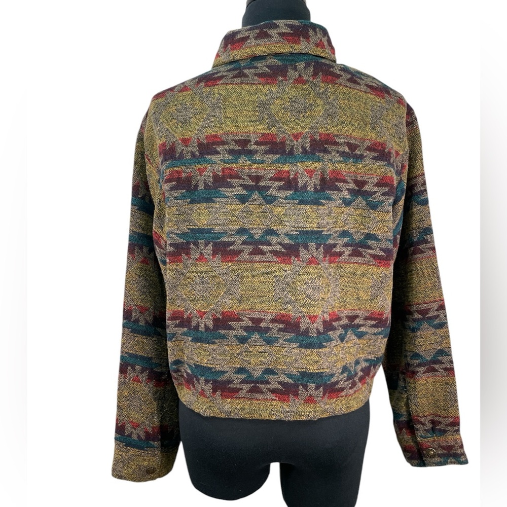 Aztec Jacquard Pattern Cropped Pendleton Style Sa… - image 3